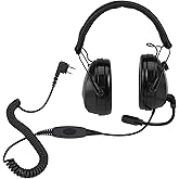 Retevis EHK012 Foldable Two Way Radio Headset with Mic,Noise Reduction,Volume Adjust, Compatible with Baofeng UV-5R BF-F8HP PRO AR-5RM Pxton PX-888S, for RT22 RT68 RT86, 2 Way Radio Headset(1 Pack)