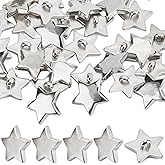 GORGECRAFT 1 Box 40Pcs Plastic Pentagram Star Buttons Decorative Small Mini Silver 1 Hole Coat Button for Clothing DIY Crafts Sewing Embellishments Cardmaking Scrapbooking 0.71inch(18mm)