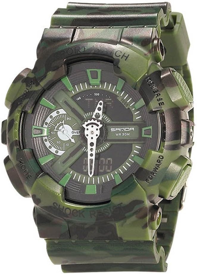 Boys Girls Teens Multifunction Camo Double Display Digital Military Outdoor Sports Watch