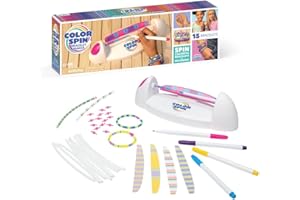 Loopdedoo Colorspin Electric Friendship Bracelet Maker Kit - Make Bracelets in Minutes for Birthdays and Friendship Gifts - Make 15 Bracelets, Design, Markers Included, Ages 6+