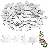 OLYCRAFT 150pcs Leaf Shape Craft Mirrors Mosaic Tiles 11x25mm Petal Mini Glass Mirror Tiles Leaf Cabochons Flower Leaves for DIY Crafts Art Wall Door Home Decorations