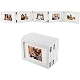 Hyuetrsa 5 Folding Ultrasound Picture Frame,6.8" x 4.7" Sonogram Picture Frame, Natural Wood Sonogram Keepsake Frame,Thoughtful and Memorable Gift for Expecting Parents,White