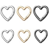 simarro 6-Pack Heart-Shaped carabiners, Cute and Compact Keychains, Two Sizes of Heavy-Duty zinc Alloy Love Heart Spring Clips for Hiking Backpacks, Outdoor Travel, car Charms, Wallet Accessories