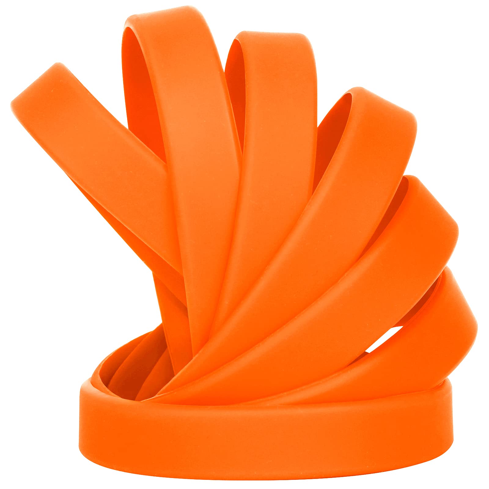 LVNRIDS 50 pcs Silicone Wristbands 7 inch Rubber Bracelets Orange for Kids Teens, Sports Rubber Elastic Wristband Bracelet Bulk Gifts for Teacher Supplies Graduation Party Favors