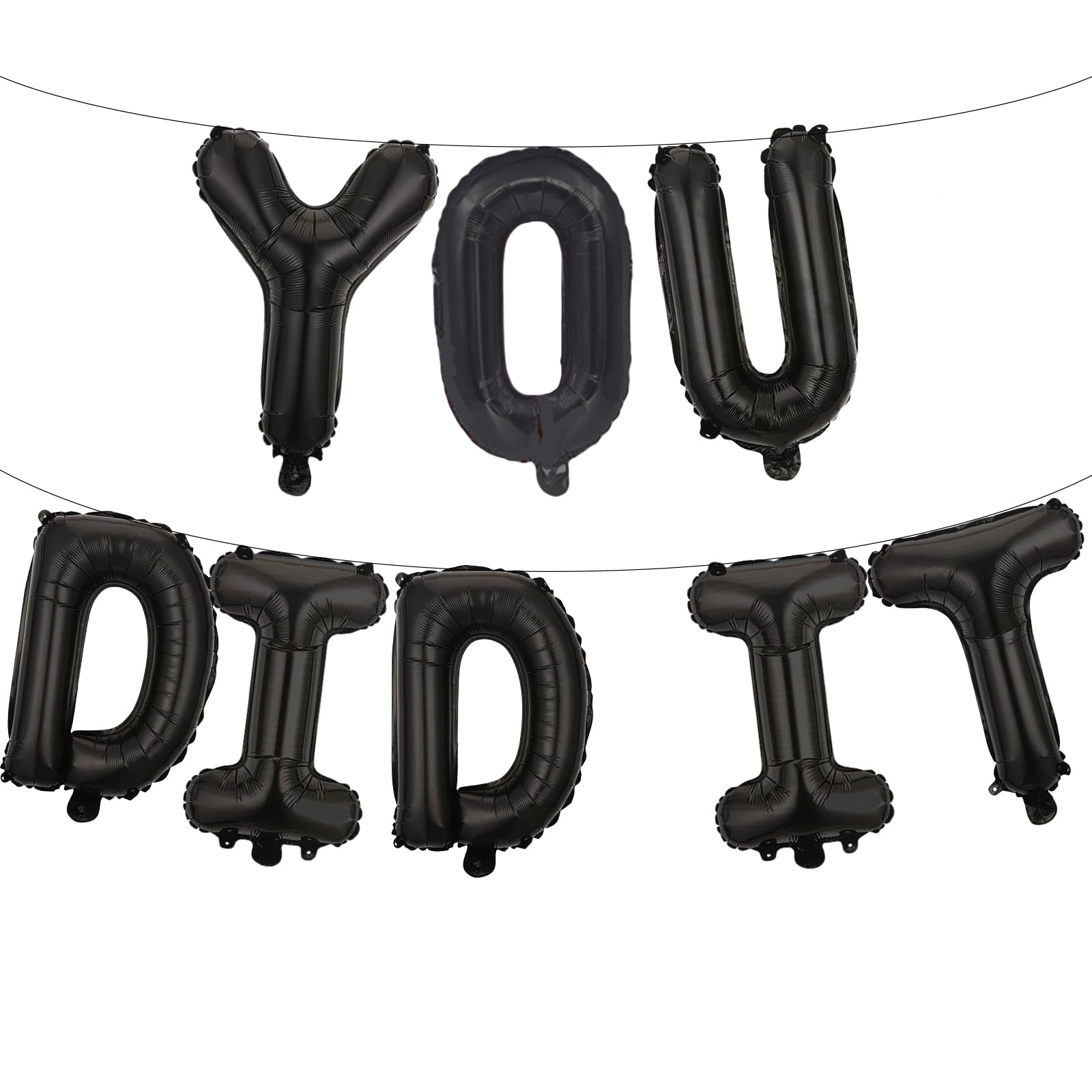 Photo 1 of 16 Inches YOU DID IT Graduation Letter Balloons Banner for High School, College, Congratulation Graduation Alphabet Balloons Sign for Class of 2025 Party Decorations, and Prom Decor (Black)