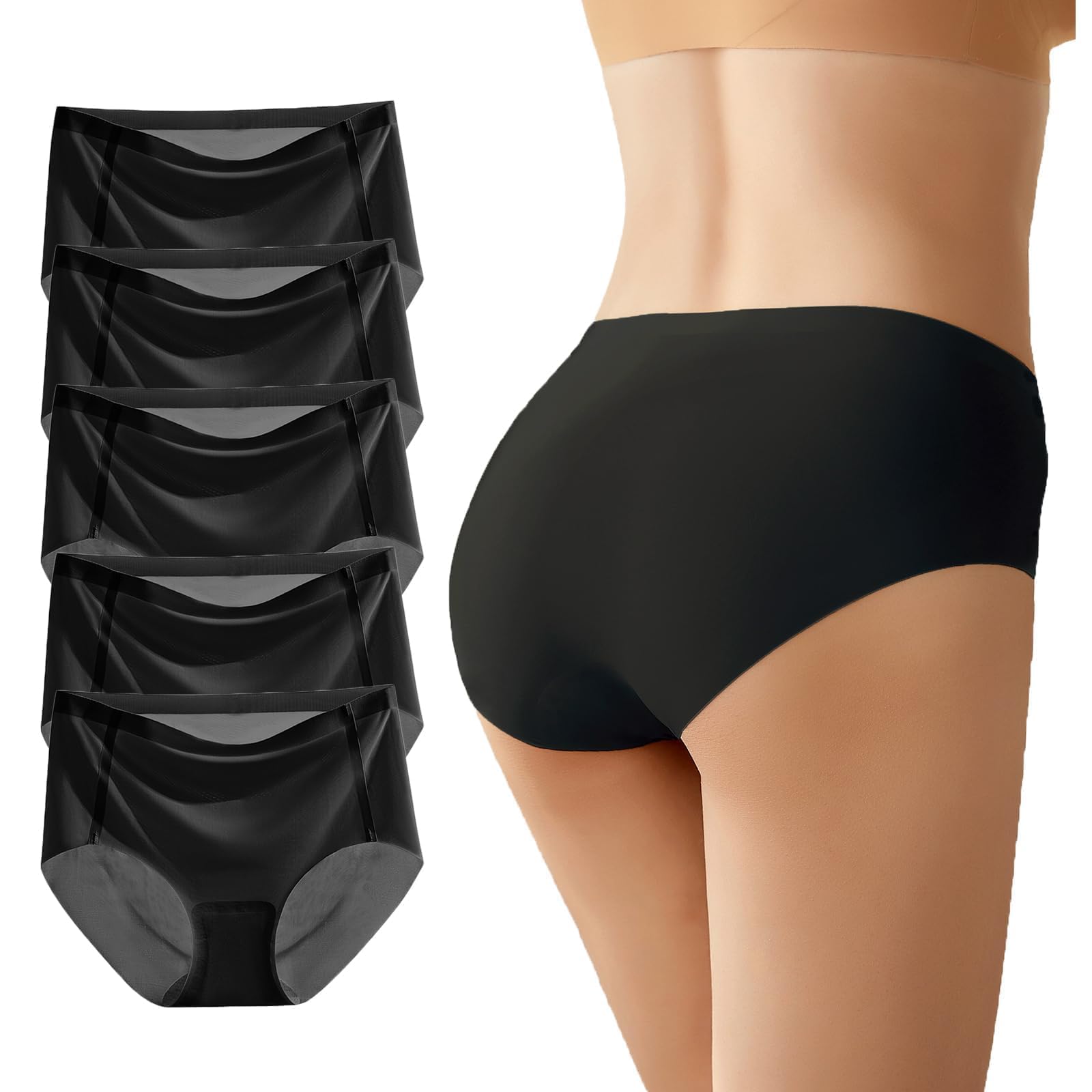 Photo 1 of AUTUCAU Women's Silky Brief Seamless Underwear for Women Invisible Ladies Panties No Show Knickers Multipack
