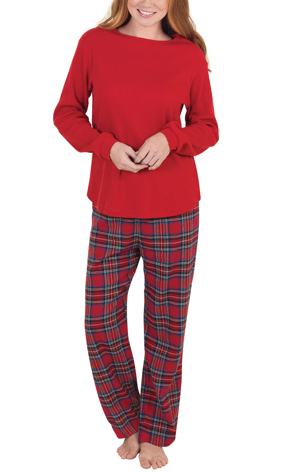 PajamaGram Womens Flannel Pajamas Sets - Christmas Pajamas, Red, XS Image
