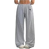 MakeMeChic Women's Wide Leg Sweatpants Drawstring Elastic Waist Baggy Athletic Sweat Pants