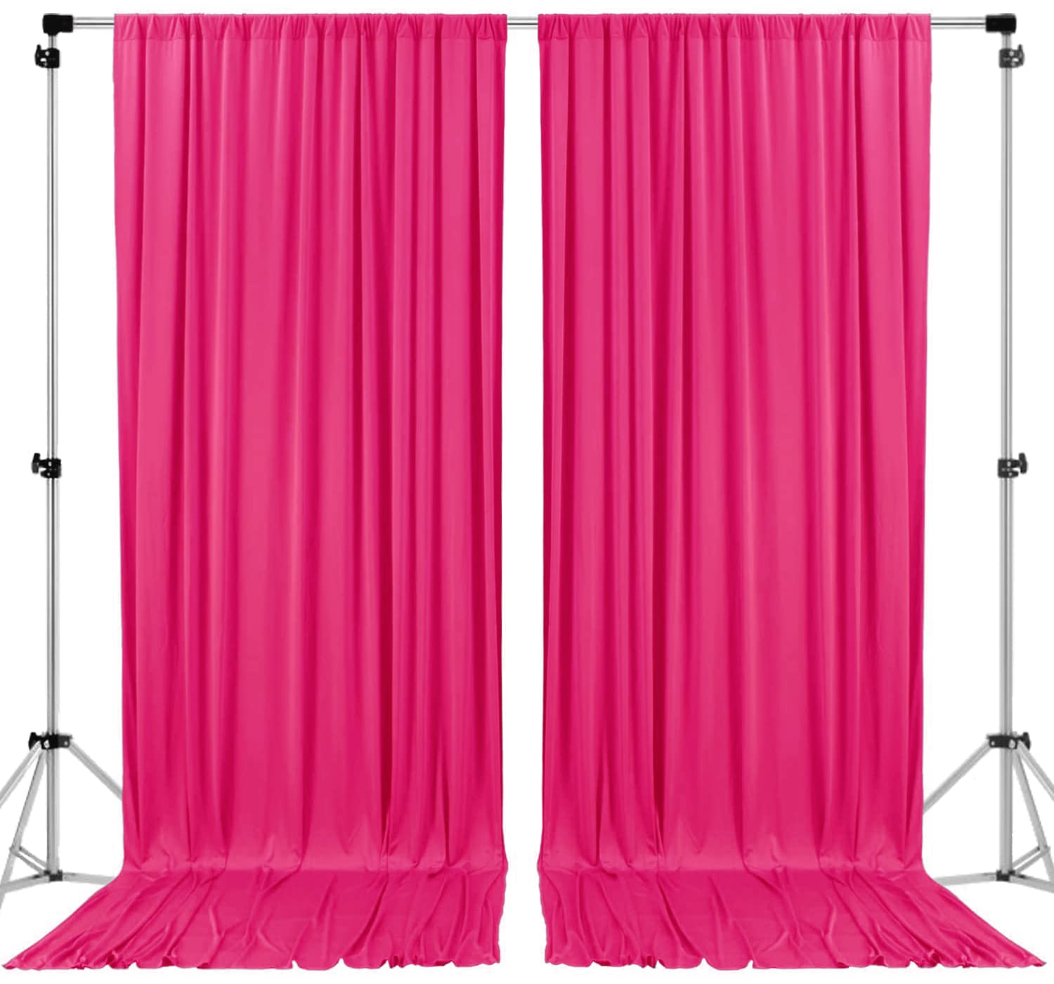 AK TRADING CO. 10ft x 10ft Polyester Background Drapes Curtains Panels with Rod Pockets - Wedding Ceremony Party Home Window Decorations - Fuchsia