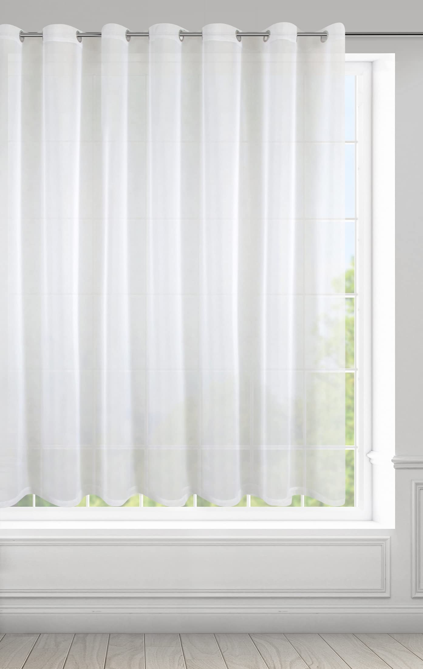 Eurofirany LUCY Voile Curtain, Sheer Curtain with Eyelets - 1 Unit, Bedroom, Living Room, Kitchen, W158 x L59, White