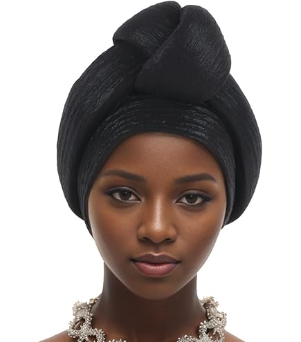 1653 African Turban Hat Stylish Gele Gemstone Headpiece, Perfect Amazon.com: African Women main image 3