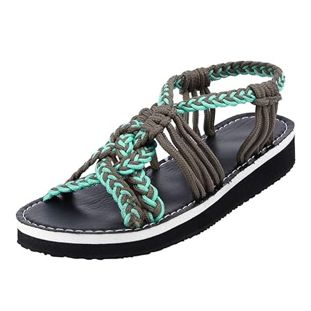 SHE.White Sandalen Damen Flip Flops Kreuzband Geflochtene Sandalen Roman Schuhe Sommer Woven Strap Mode Strand Hausschuhe Fla