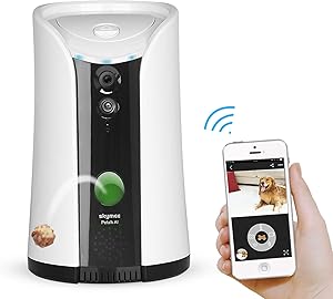 SKYMEE Dog Camera Treat Dispenser,WiFi Full HD Pet Camera with Two-Way Audio and Night Vision,Compatible with Alexa(Black)