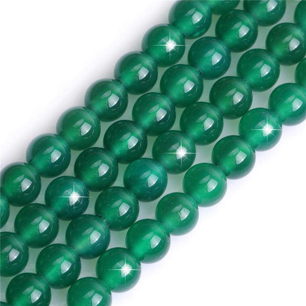 Natural Green Agate Gemstone Semi Precious Round 8mm Loose Beads for Jewellery Making DIY Bracelet Necklace Crafts 15''