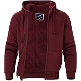 Facitisu Heavyweight Sherpa Lined Fleece Hoodie Sweatshirts for Men Winter Zip Plus Size Jacket