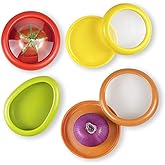 LYLHZRMDGC Set of 4 Fresh Food Containers, Fresh Pod, Reusable Silicone Storage Pods for Avocado, Onions, Tomatoes, Garlic – Anti-Oxidation for Fridge, Send Goods from Local Warehouse