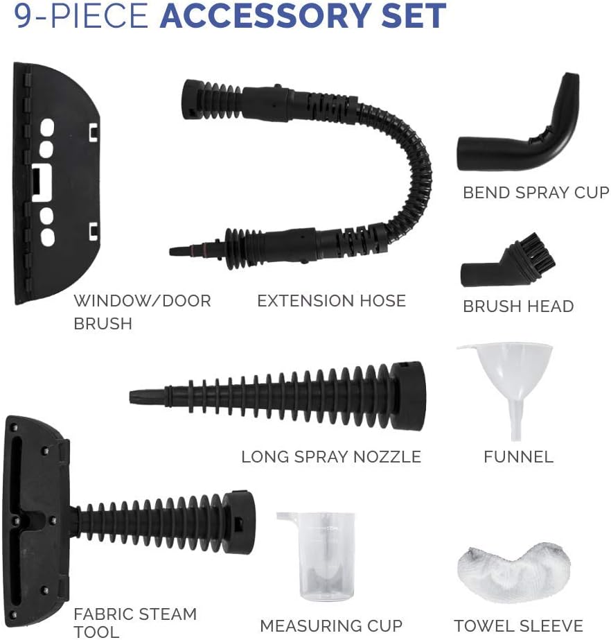 Comforday MultiPurpose Handheld Pressurized Steamers Cleaners with 9