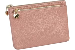 CYNURE Women's Genuine Leather Coin Purse Zipper Pocket Size Pouch Change Wallet