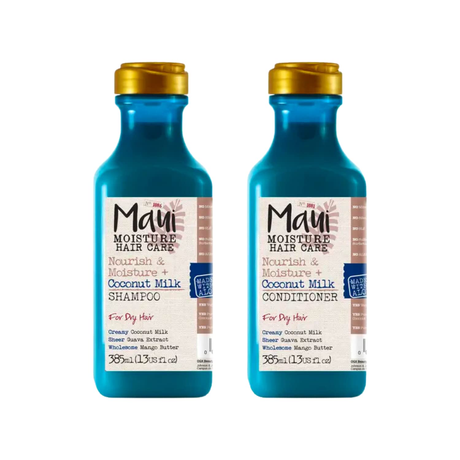 (Pack of 2) Maui Moisture Nourish & Moisture Coconut Milk SHAMPOO x 385ml & CONDITIONER x 385ml NORMAL to DRY HAIR