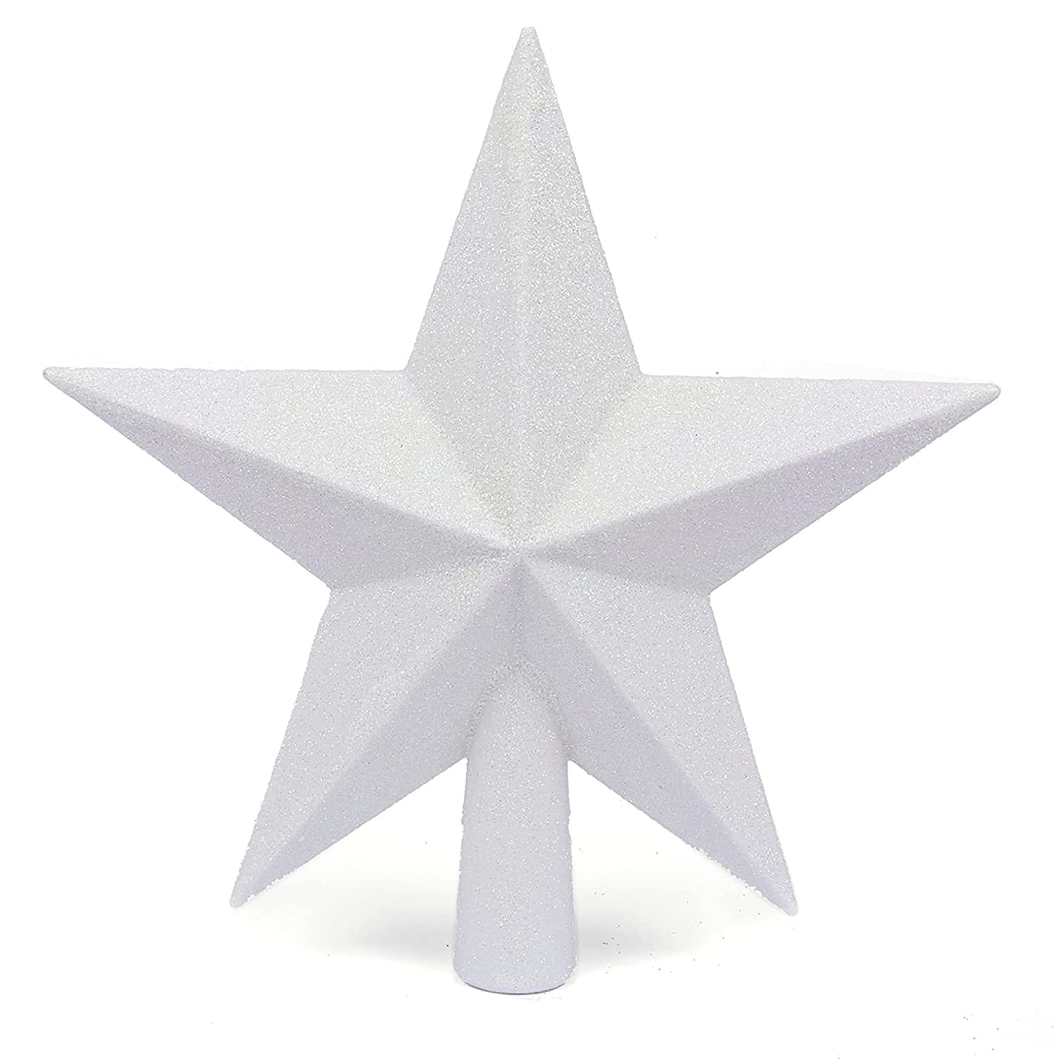 YYCRAFT Glitter Star Tree Topper Christmas Decoration-(10 Inch,White) — image 1