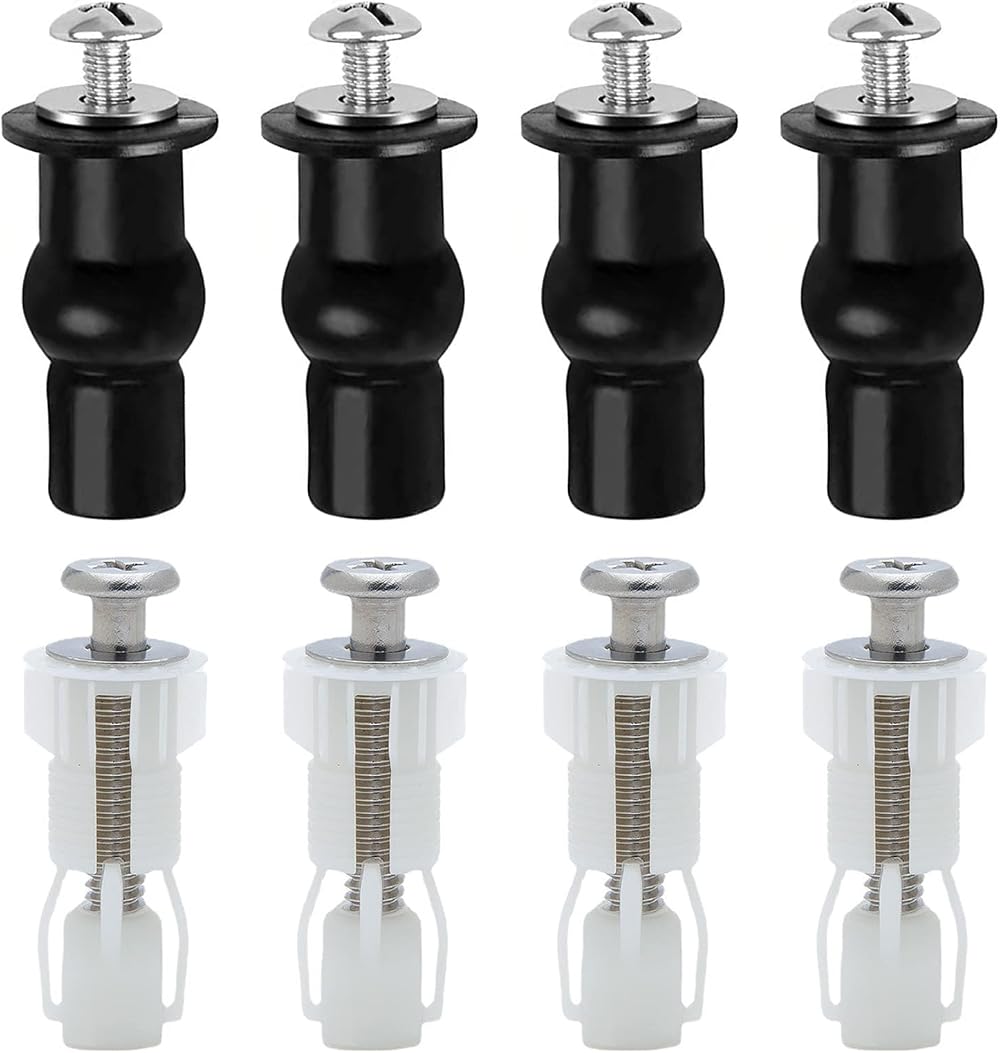 SenZee Toilet Seat Fittings 8 Pcs Universal Hinges Screws Nuts Black White