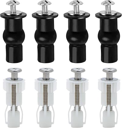 SenZee Toilet Seat Fittings 8 Pcs Universal Hinges Screws Nuts Black White