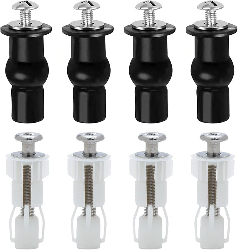SenZee Toilet Seat Fittings 8 Pcs Universal Hinges Screws Nuts Black White