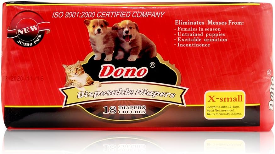 Dono Dog Nappies Female, Dog Diapers, 18 pcs, Dog Period Pants for Season Dog Heat Pants, Super Absorbent and Soft - Image 3