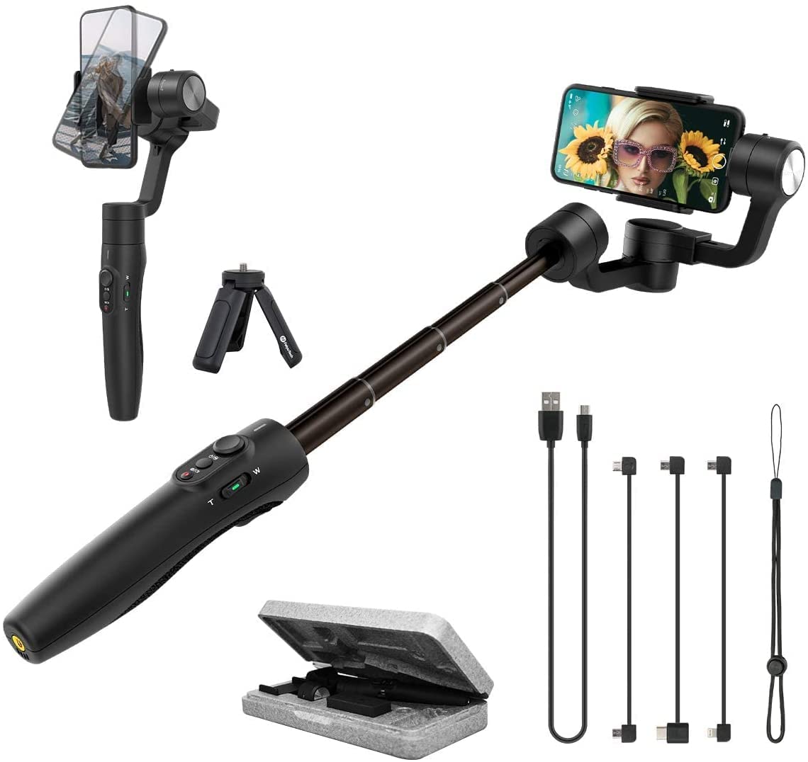 FeiyuTech Vimble-2S Smartphone Gimbal Stabilizer, 3-Axis Mobile Phone Gimbal, Built-In Extension Rod, Android and iPhone Gimbal Vlogging Stabilizer, YouTube TikTok Video
