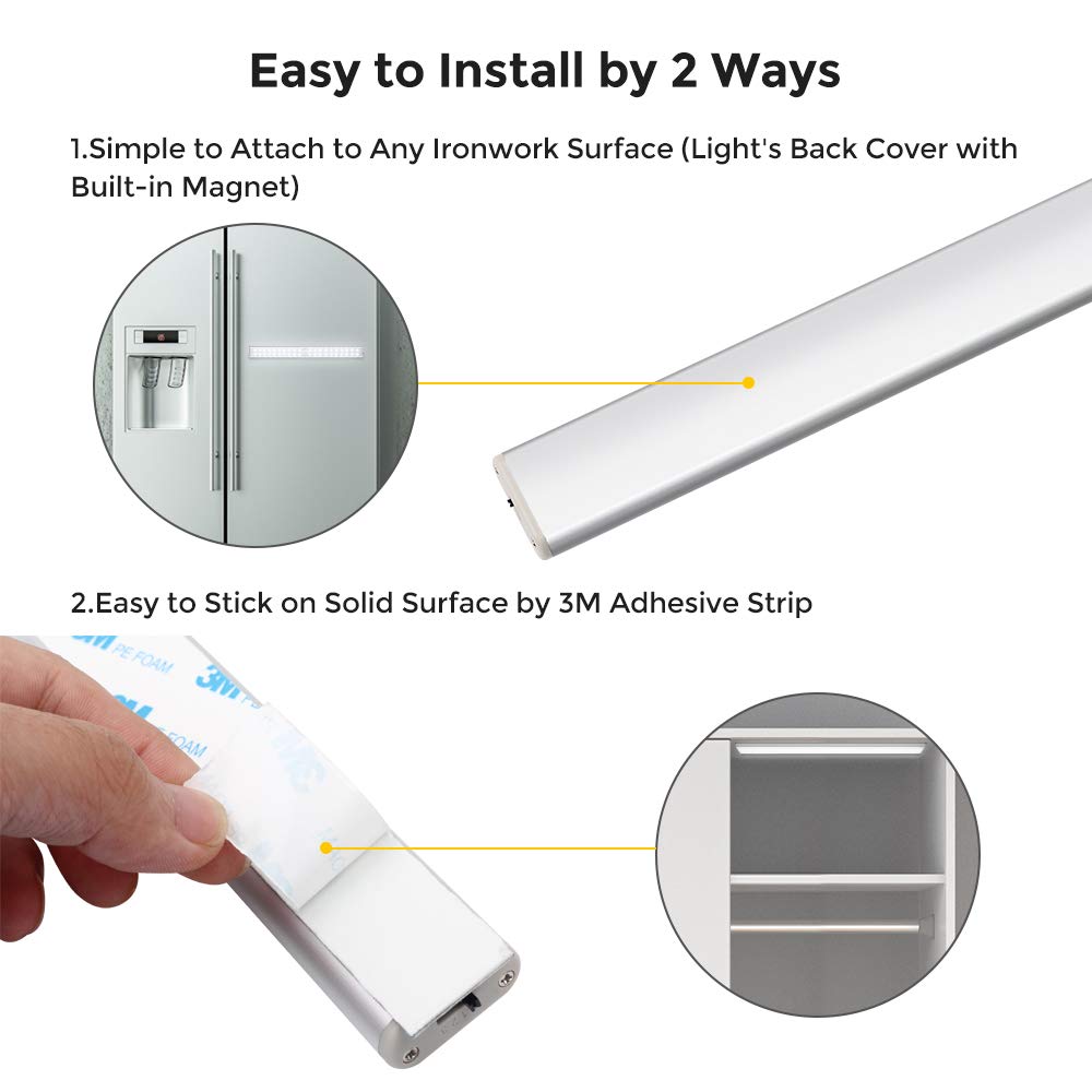 Motion Sensor Light, 40LED USB Rechargeable Cupboard Closet Light Motion Light Activated Wireless Removable Magnetic Stick-On Night Lighting for Wardrobe Under Cabinet Stairs