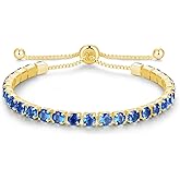 Cranmadia Valentines Day Gifts Sterling Silver Birthstone Tennis Bracelets for Women 4mm Tennis Bolo Bracelet Fashion Jewelry Birthday Gifts for Women Wife Mom Her | Adjustable Size 9"