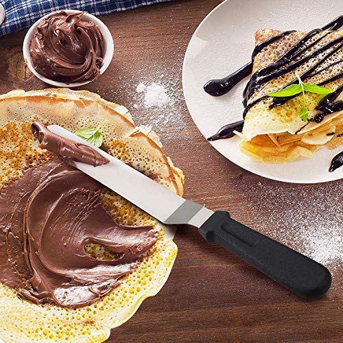 Angled Metal Icing Spatula Set- 3 pcs 9 inch Stainless Steel Palette Icing Knife Angled Spatula for Kitchen Cake Baking Decorating, Polypropylene Handle Icing Tools(black)