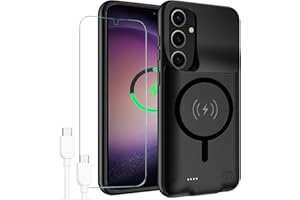 JBUBN Battery Case for Galaxy S23 Plus,12000mAh Large Capacity Rechargeable Portable Protective Extended Charger Cover Compatible with Galaxy S23 Plus (6.6 inch) Wireless Charging Case with Carplay-Black