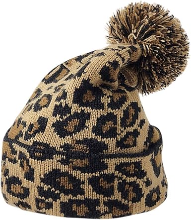 leopard print bobble hat