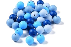 40 pcs Round Silicone Beads 12mm Rubber Silicone Focal Beads Mixed Color Loose Spacer Bead Bulk for DIY Pen Keychain Bracelet