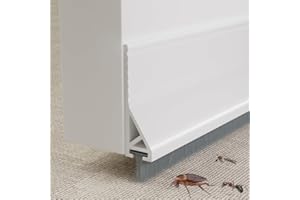 2 Pcs White Door Draft Stoppers with Brush,Bottom Seal Stri,Self Adhesive Door Brush Bottom for Exterior/Interior Doors,Prote