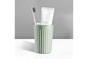 ELIVIDA Bathroom Tumbler Cup-11.8oz Reusable Stainless Steel Toothbrush Cup,Easy to Clean 350ml Conical Bathroom Cup, Toothbrush Holder for Home/School/Office(3" x 4.5") (1PC Green)