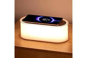 XHTECHNOLOGY Wireless Charging Bedside Lamp Touch Controlled Adjustable LED Night Light 3 Level Natural Light & 7 Color Changing 400mAh Battery for Bedroom,Home, Living Room