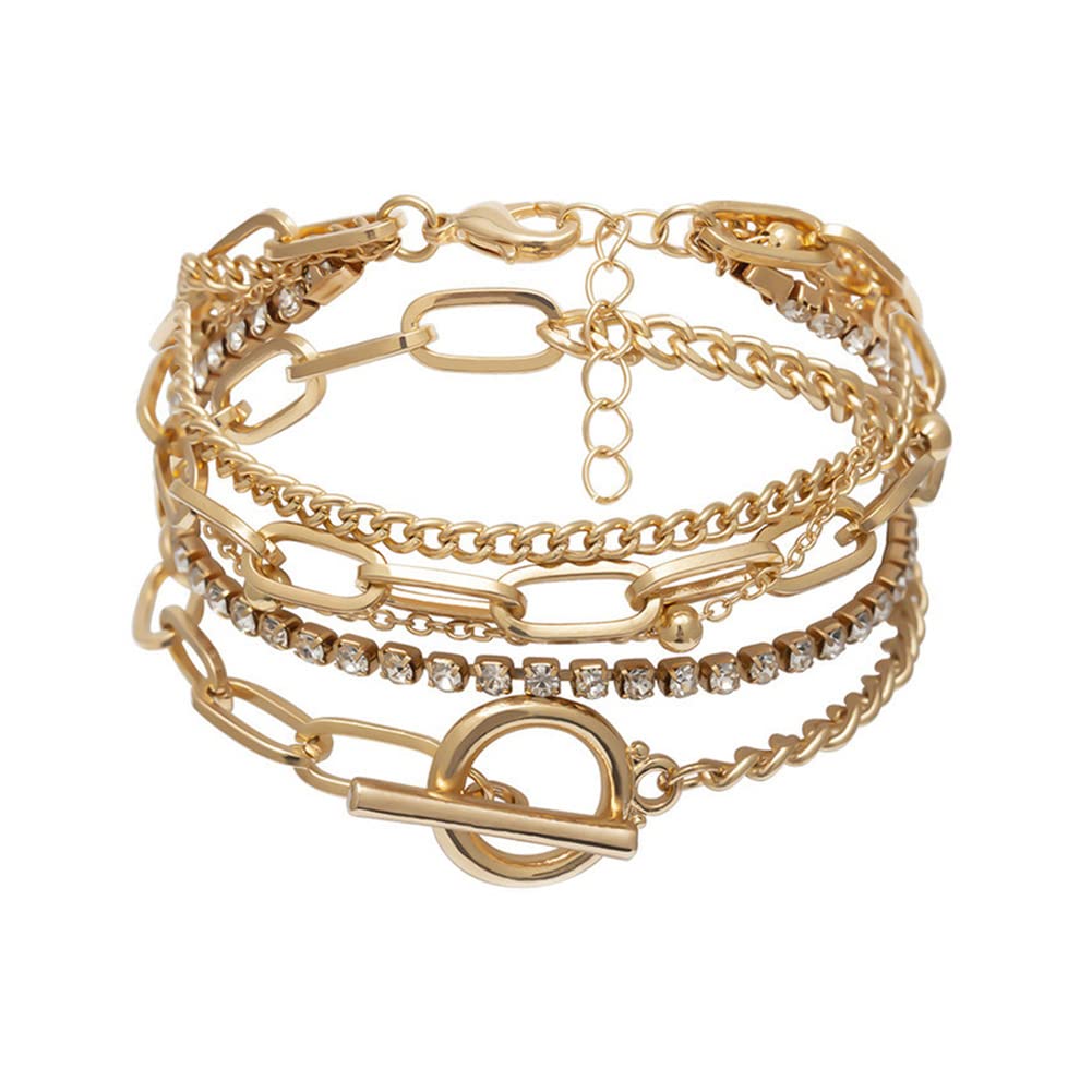 ShiQiao Spl Bracelets Set for Women Layered Bracelets for Girls Bead Bracelet Gold Bangle Fashion Accessories Boho Jewellery 5 Pcs