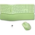 X9 Wireless Ergonomic Keyboard and Mouse Combo - Type Comfortably Longer - Ergo Split Keyboard with Soft Wrist Rest for PC, Mac, iOS, Android, Bluetooth/2.4G Rechargeable, Multi-Device - Green