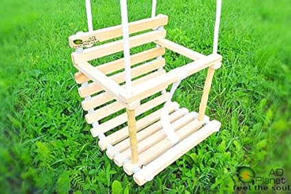 AD Planet Chair/Swing Chair/Baby Chair/Colourful Swing/Toddler Wooden Classic Vintage Swing/Joyful Safety Seat/High Quality Natural Wood Swing for Nursery Or Outdoors Garden