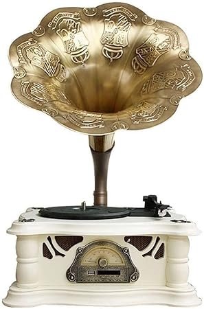 record player with horn speaker