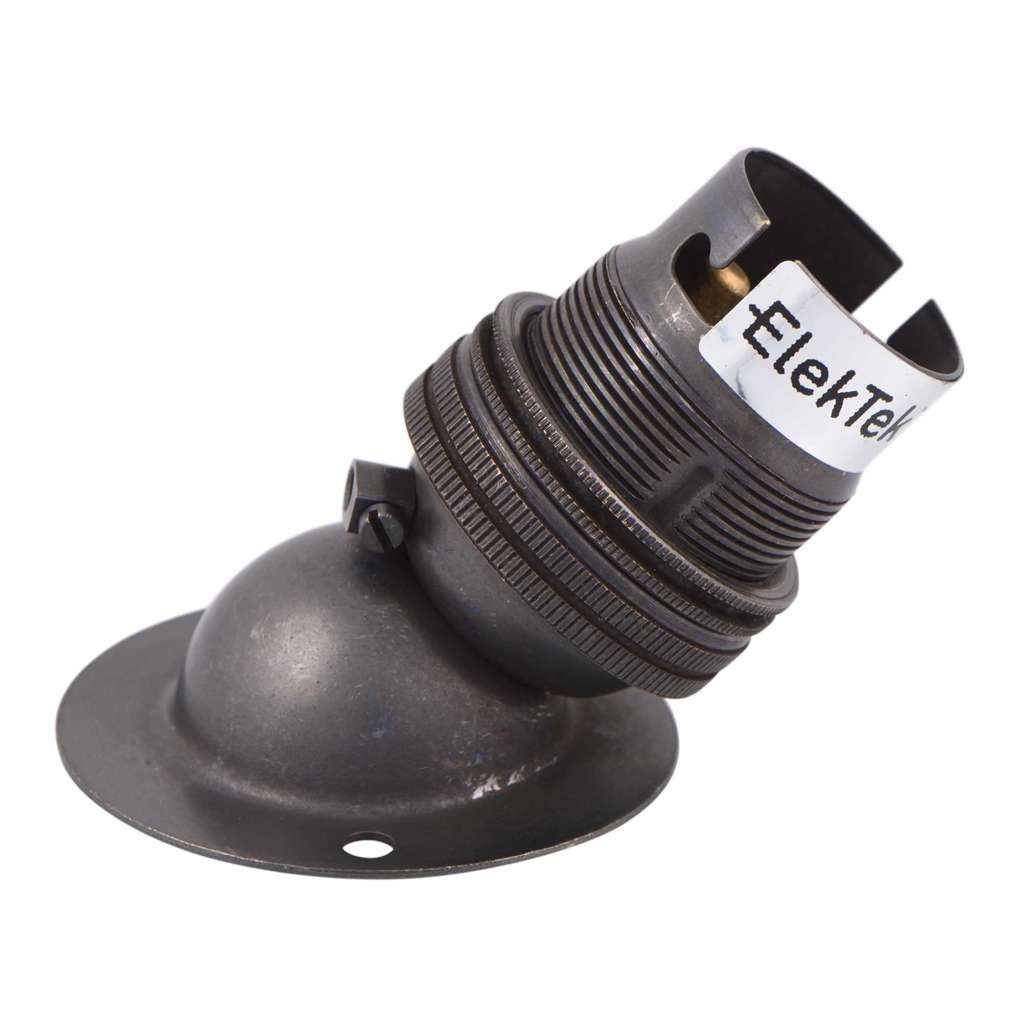 ElekTek Bronze Angle Batten B22 BC Bayonet Cap Lamp Light Bulb Holder Socket with Shade Ring - Made in UK
