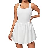 Ewedoos Tennis Dresses for Women with Shorts Underneath Easy Peezy Athletic Dress Workout Square Neck Golf Active Dress