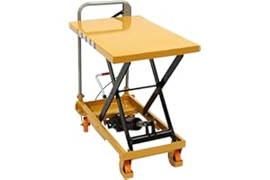 GRFCEVUE 500LBS Hydraulic Lift Table, Single Scissor Hydraulic Lifting Trolley Scissor Lift Table Cart Hydraulic Material Lift Pallet Truck with 4 Locking Wheels for Factories, Warehouses, Supermarkets