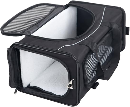 Petsfit Transportbox Katze Kleine Hunde Hundebox Katzen Transporttasche Tragetasche Fur Auto Und Flugzeug Geeignet Zwei Platzierung Methode 47cm X 24cm X 31cm Amazon De Haustier