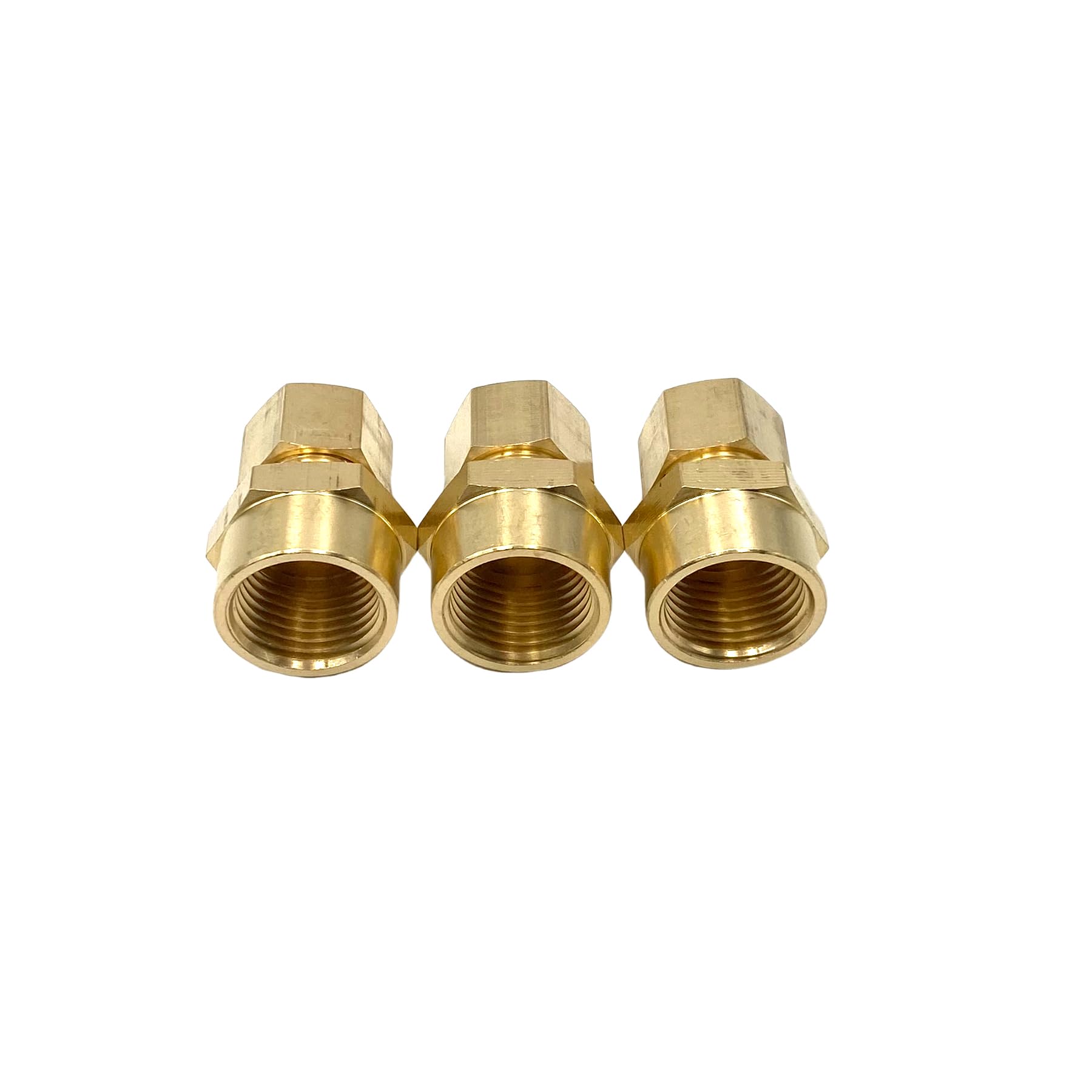 Photo 1 of 3 Pcs Brass Compression Union Connector, 1/2" Tube OD to 1/2" Female NPT Compression Tube Fitting for Oil, Gas, and Non-potable Water