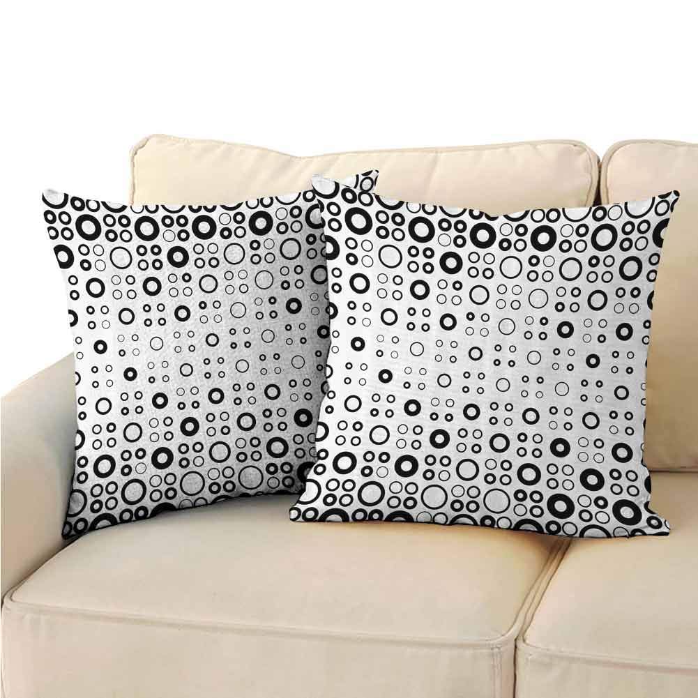 QIAOQIAOLO Pack of 2 Bedroom Pillowcase Geometric Circle Decor Double-Sided Printing 24x24 inch Simple Vortex Disc Shaped Interior Ellipse Chord Lines Artwork Black White