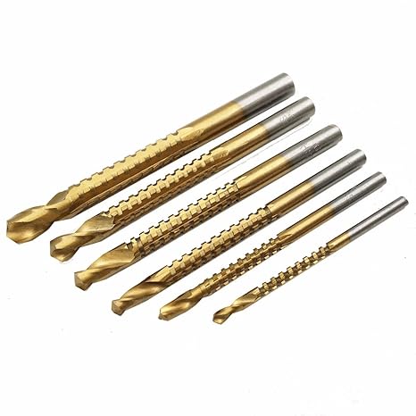 Generic 6Pcs Titanium Coated : Brand New 6Pcs Titanium Coated HSS Drill & Saw Carpenter Woodworking Plastic Metal Hole Grooving 3mm/4mm/5mm/6mm/6.5mm/8mm