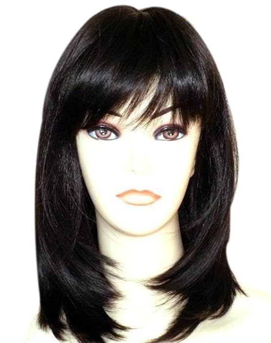 Kalyss Women's Wig Long Straight Layers Black Synthetic Hair wigs for Women (Black 1B)
